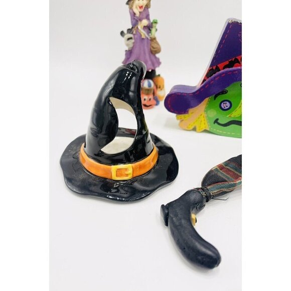Lot Of 7 Witches Figurines Tealight Holder Hat Halloween Decor - Picture 3 of 9